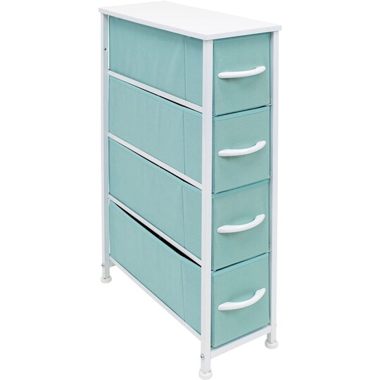 Sorbus 4 Drawers Narrow Dresser - with Steel Frame, Wood Top & Easy Pull Fabric Bins for Small Spaces, Closets, Bedroom, Bathroom & Laundry, Color: Aqua | Michaels Sorbus 4 Drawers Narrow Dresser - with Steel Frame, Wood Top & Easy Pull Fabric Bins for Small Spaces, Closets, Bedroom, Bathroom & Laundry, Color: Aqua | Michaels